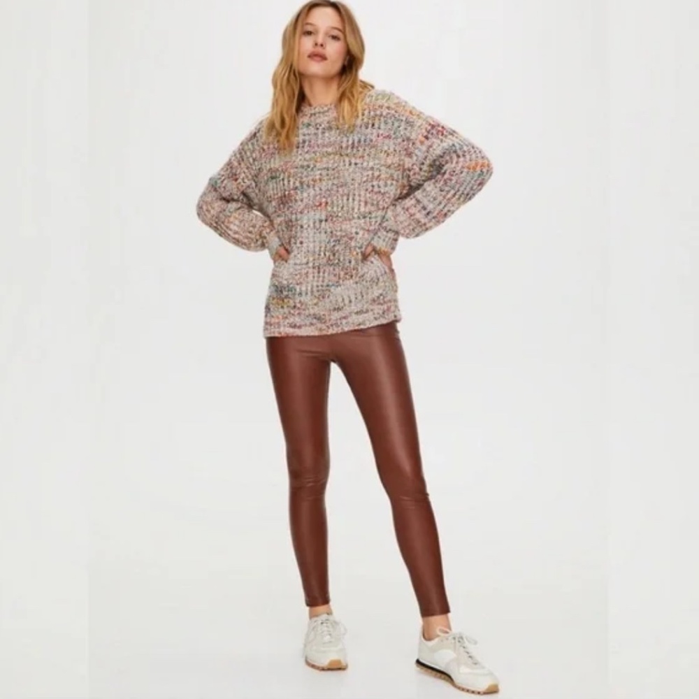 🤎 Aritzia Wilfred Free DARIA Vegan Leather Pants Tan • XS • Icon Status - Picture 4 of 8